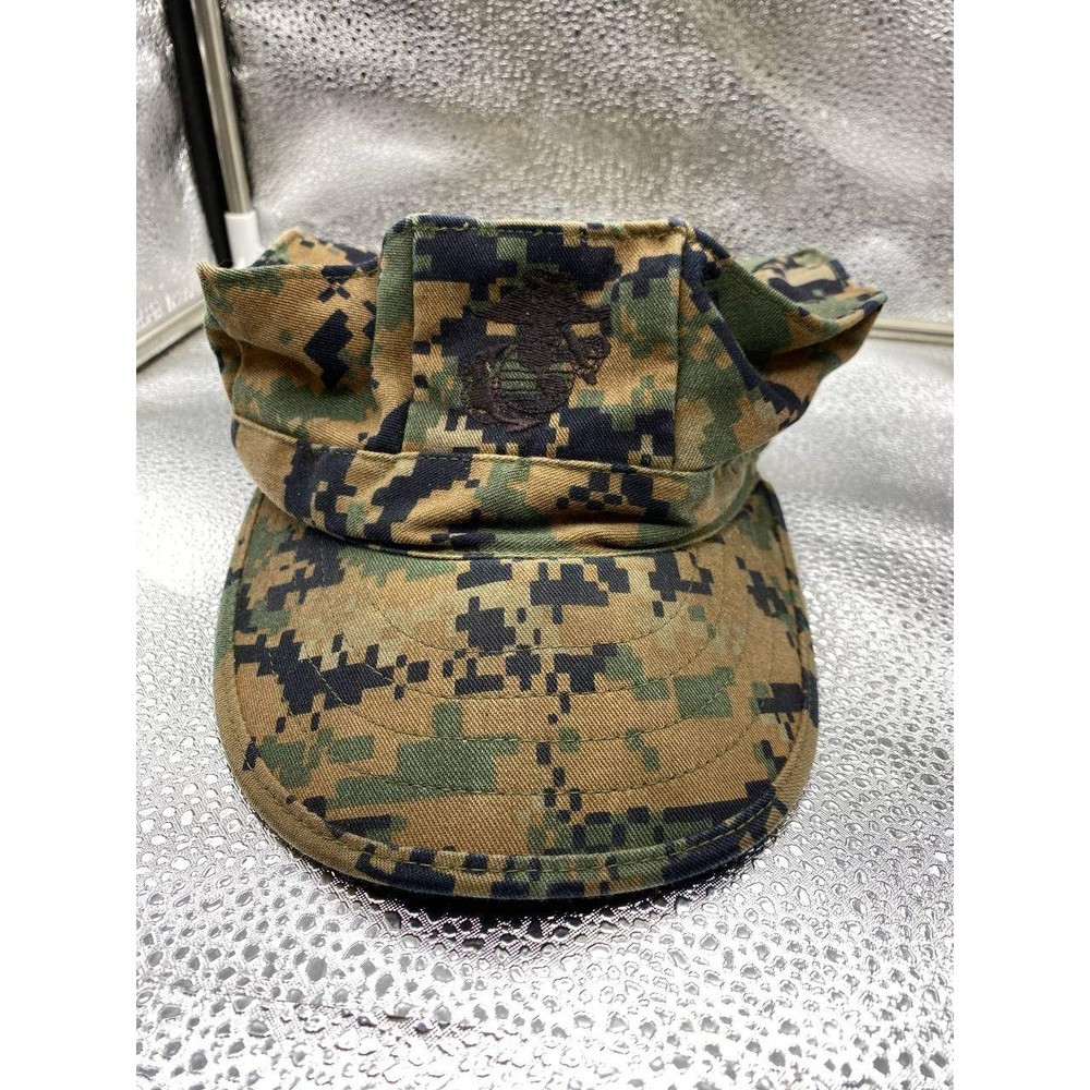 USMC Marine Corps Utility Cap Mens Small MARPAT Woodland Digital Camo 8 Point